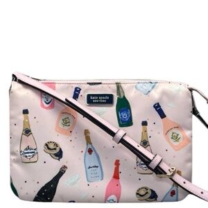 Kate Spade Dawn Champagne Triple Gusset Crossbody Bag,Non-Branded Keychain,Socks